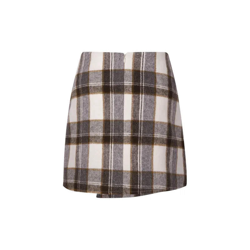 Guuka Hero Casual Short Skirts Women's Gray Plaid-1