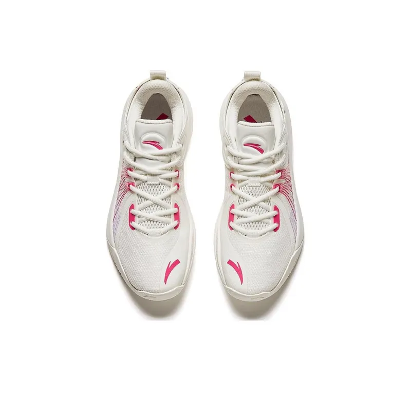 Anta Cushioned Slip Resistant Low Top Basketball Shoes Men's White Pink-2