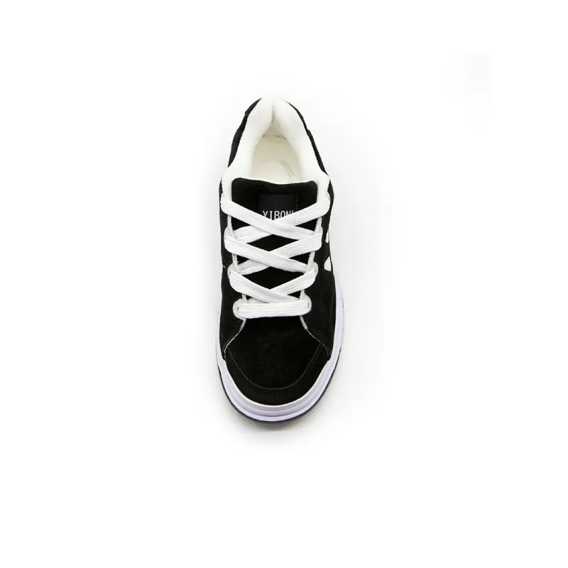 YIBONI Puffy Shoes Coverage Low Top Skateboard Shoes Unisex Black-2