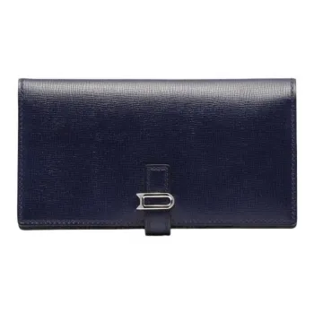 Delvau Cow Leather Long Wallets Women's Dark Blue