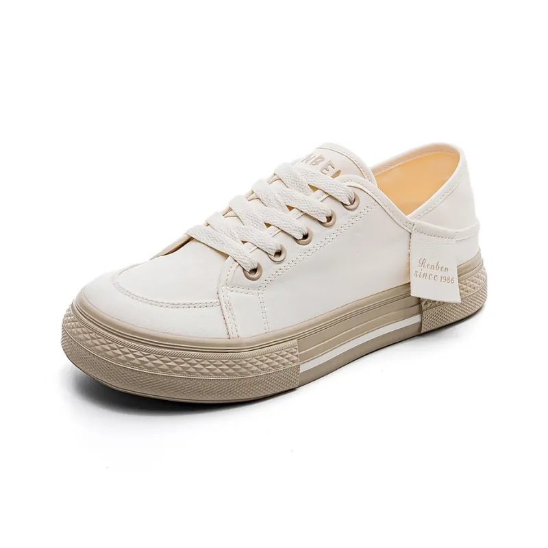 RENBEN Canvas Shoes Women's Low-Top Black Brown EU 39 POIZON