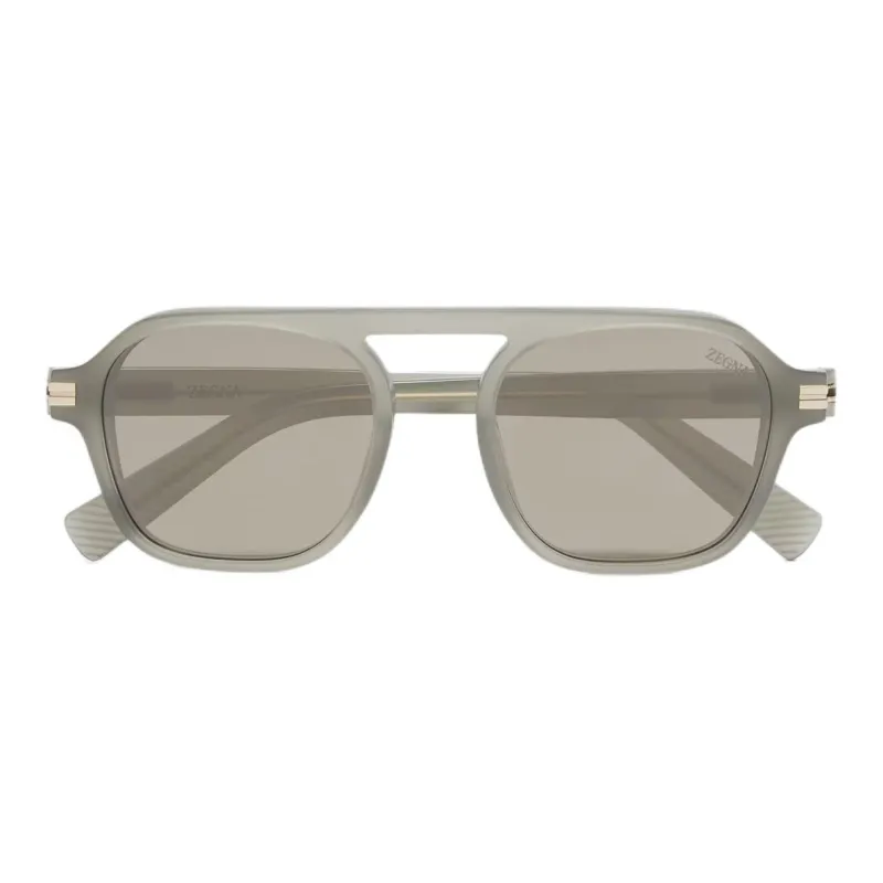 Zegna Acetate Irregular Shape Sunglasses Men's Gray-0