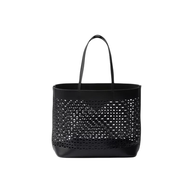 PRADA Leather Handbag Tubas Women's Black-2