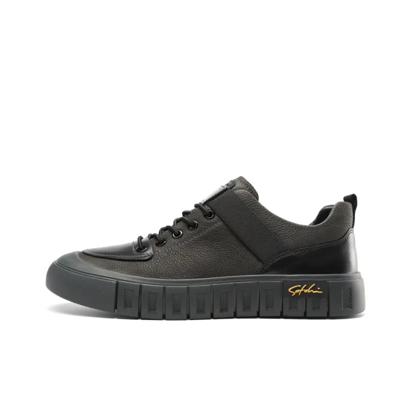 Satchi Cushioned Wear Resistant Breathable Height Increasing Low Top Skateboard Shoes Men's Black 3CM-0