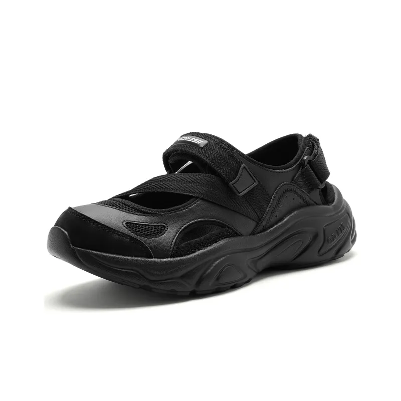QIAODAN Breathable Vintage Mary Jane Beach Sports Sandals, River Trekking Shoes Women's Black-2