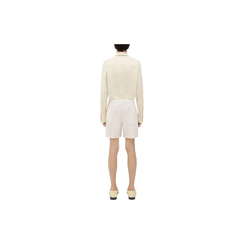 Bottega Veneta Textured Criss Cross Viscose Silk Shorts Casual Shorts Men's White-1
