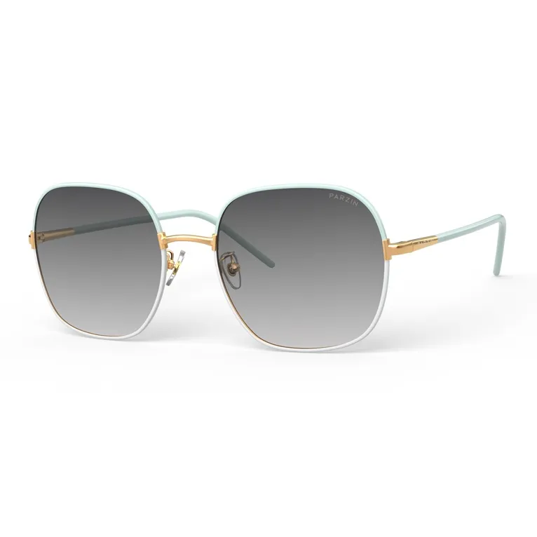 PARZIN Square Sunglasses Unisex White Tea Brown-12