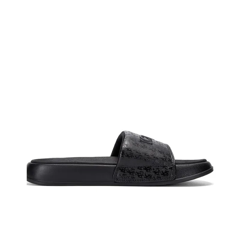 Kappa Stitching Slip Resistant Abrasion Resistant Slide Slippers Unisex Black-3