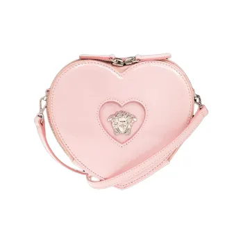 VERSACE Medusa Patent Leather Calfskin Heart-Shaped Shoulder Bag Crossbody Bag Kids' Pink