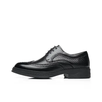 Shanpijiang Dress Shoes Men Low Top Black/Tea Brown