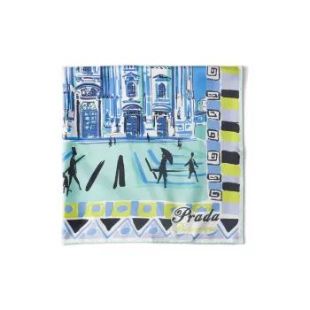 PRADA Pittoresque 90 Milan-print Foulard