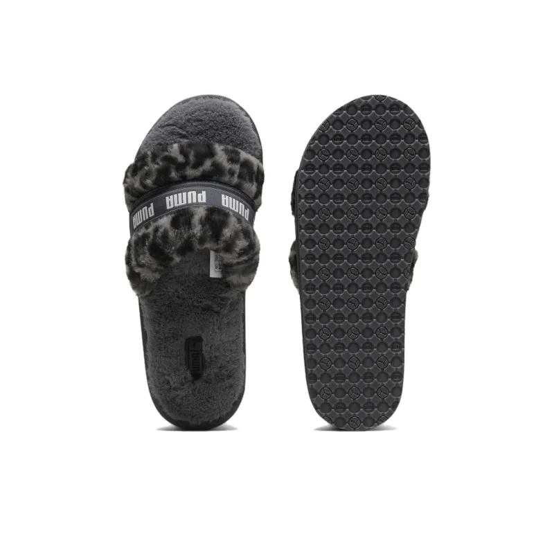Puma Women's Fluff Slide 'I Am The Drama - Grey Leopard'-4