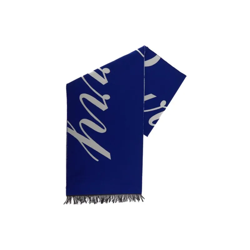 Burberry Logo Intarsia Knit Fringe Edged Scarf-0