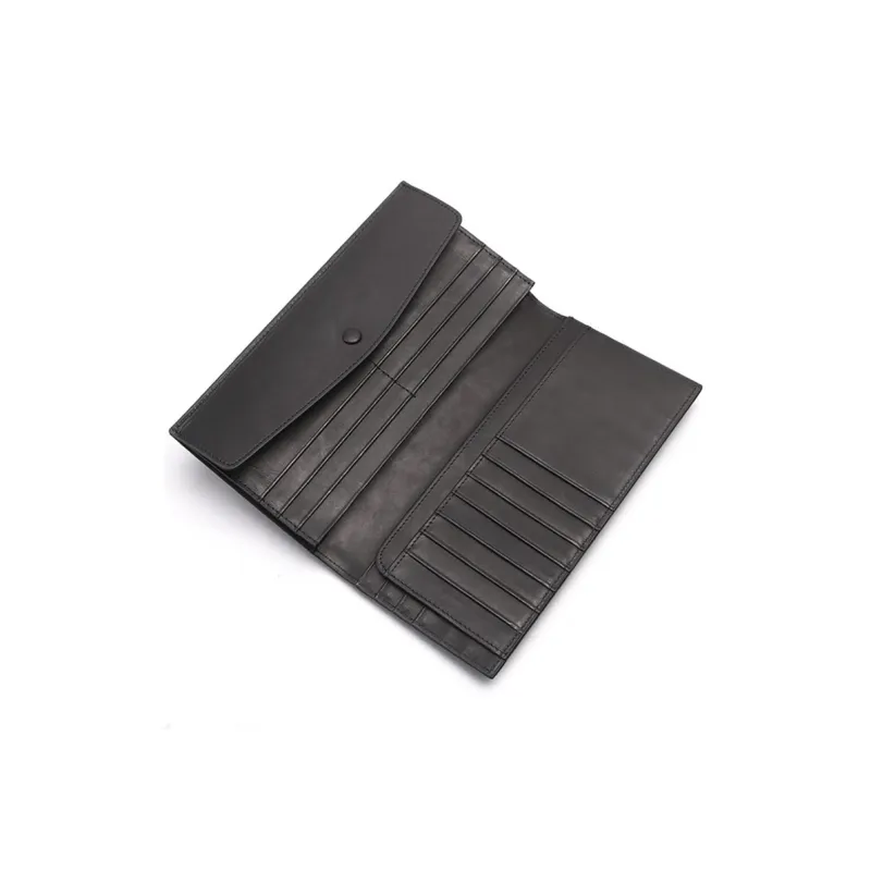 CMLZIUA Cow Leather Wallet Unisex Black-4