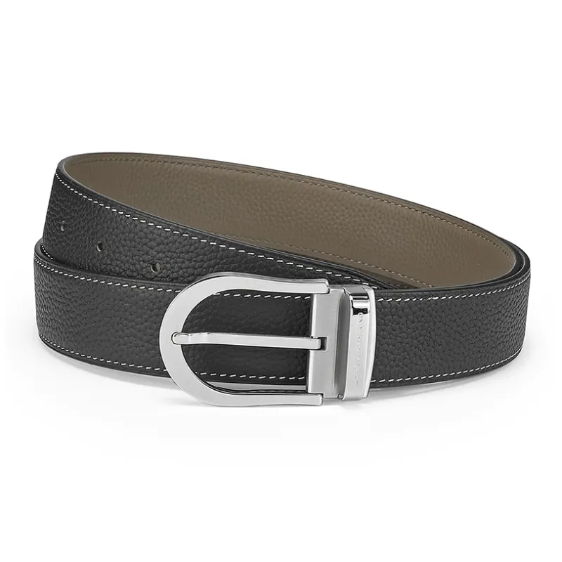 ROBERTA DI CAMERINO Top Grain Cow Leather Belts Men's Black Width 3.4CM-1