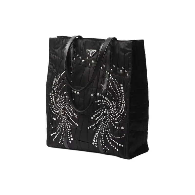 PRADA Recycled Nylon Tote Bag Shopping Bag Handbag Large Size Women's Black-1