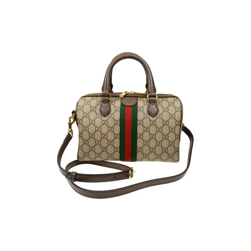 GUCCI Ophidia Canvas With Leather Binding One Shoulder Crossbody Canvas Bag Handbag Small Size Women's Brown-5