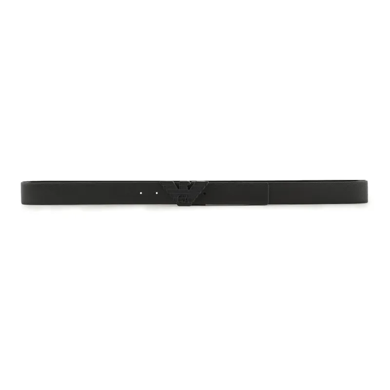 EMPORIO ARMANI Leather Belt With Embossed Print And Eagle Buckle-1
