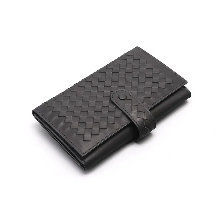 CMLZIUA Top Grain Cow Leather Wallets Clutches Unisex Black-2
