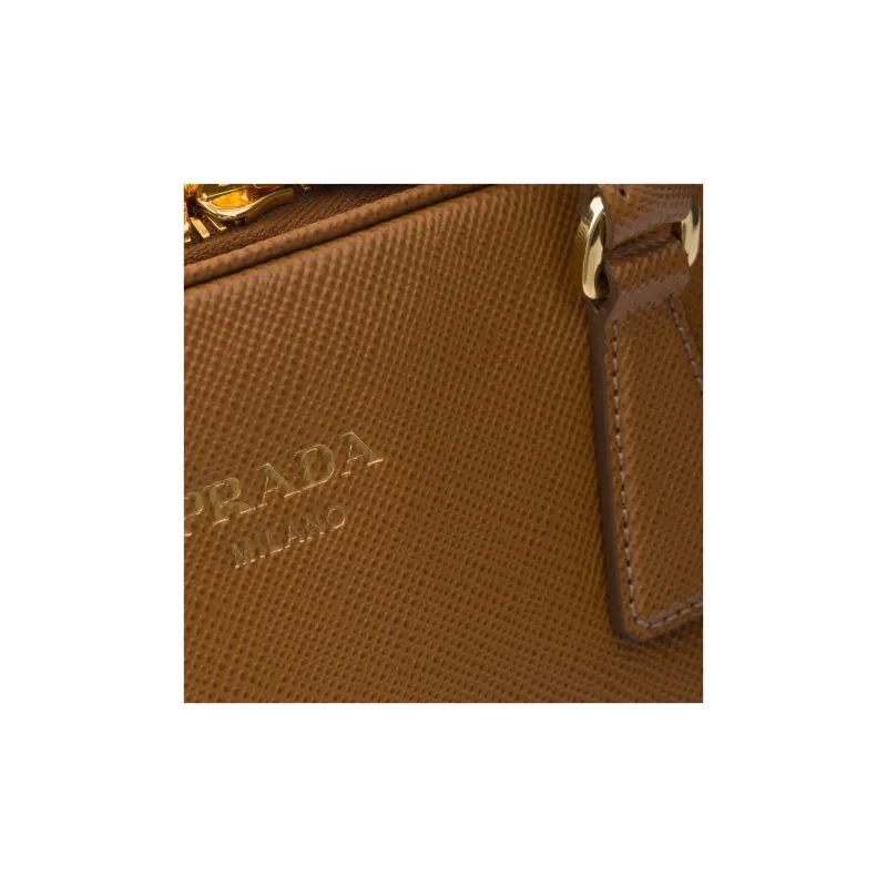 PRADA Saffiano Leather Handbag Large Size Women's Caramel Brown-5