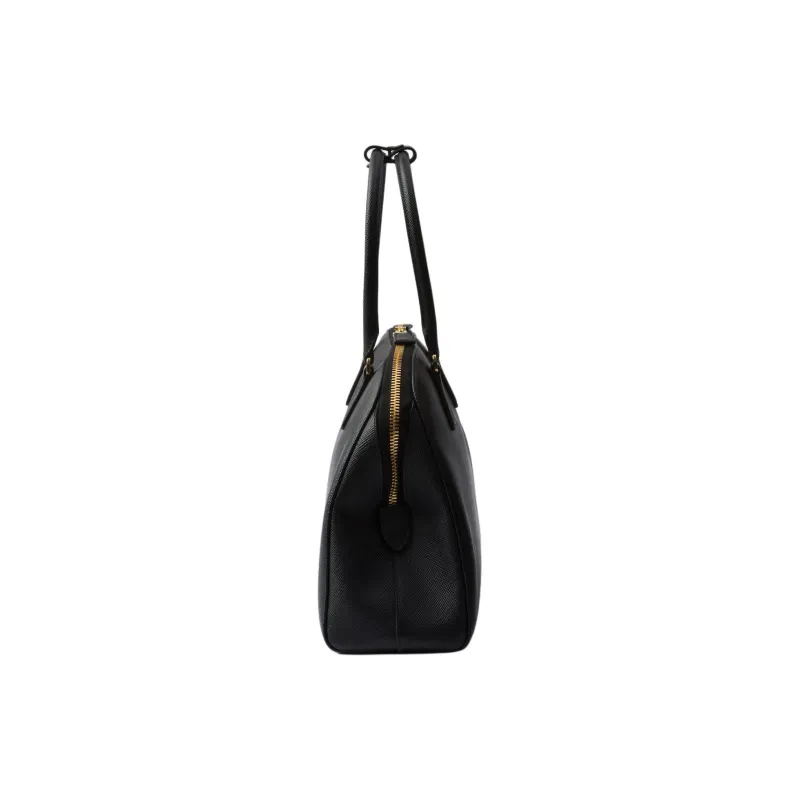 PRADA Saffiano Leather Handbag Large Size Women's Black-2