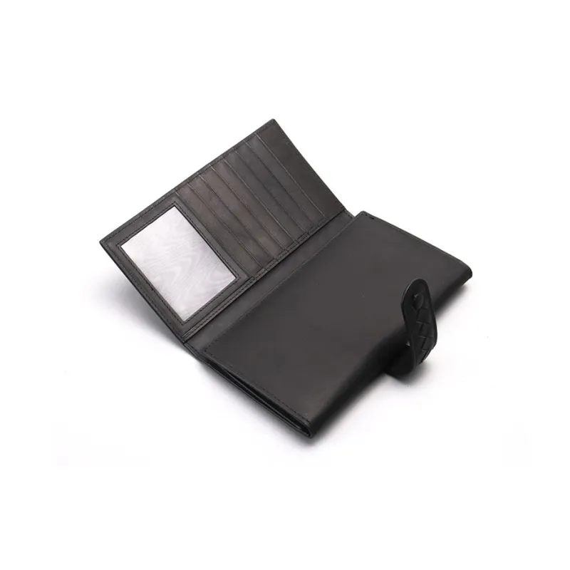 CMLZIUA Top Grain Cow Leather Wallets Clutches Unisex Black-4