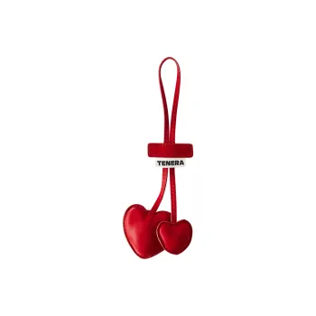 Tenera Eco-Friendly Vegan Leather Velour Texture Bag Pendant Accessories Small Size Unisex Red