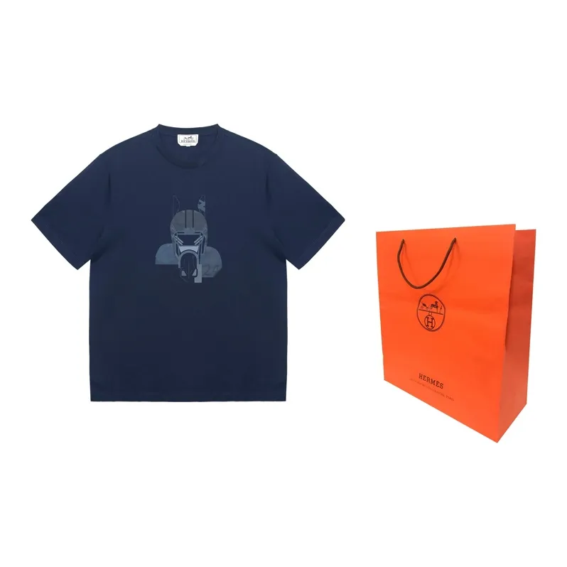 HERMES FW23 T Shirt Unisex Dark Blue-2