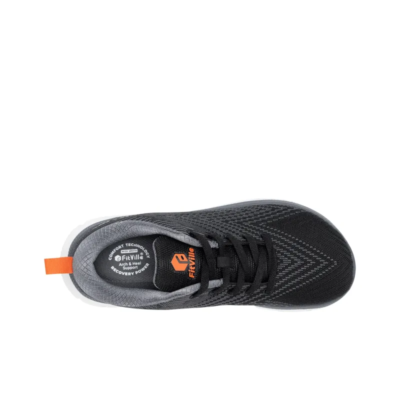 Fitville Running Shoes Men Low Top Black Gray/Slate Blue-2