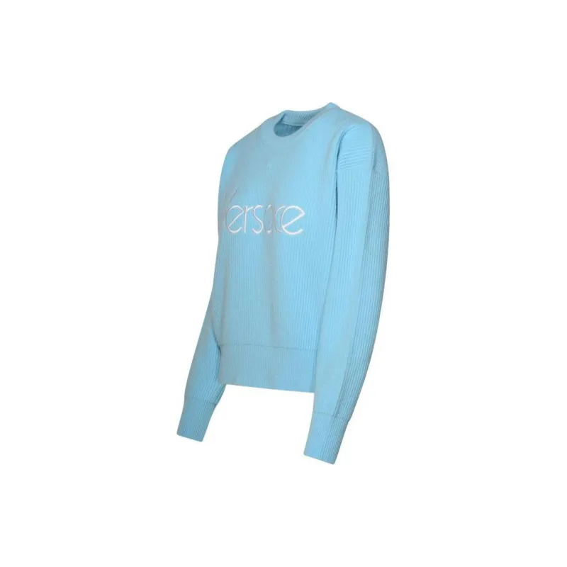 VERSACE Logo Embroidered Knitted Jumper-2