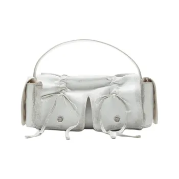 Acne Studios Cow Leather Handbag, Shoulder Bag Women's White & Gray