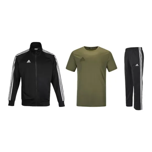 Adidas Casual Sportswear Men Black + Olive Green + Black Set Of 3