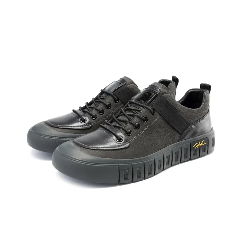 Satchi Cushioned Wear Resistant Breathable Height Increasing Low Top Skateboard Shoes Men's Black 3CM-2