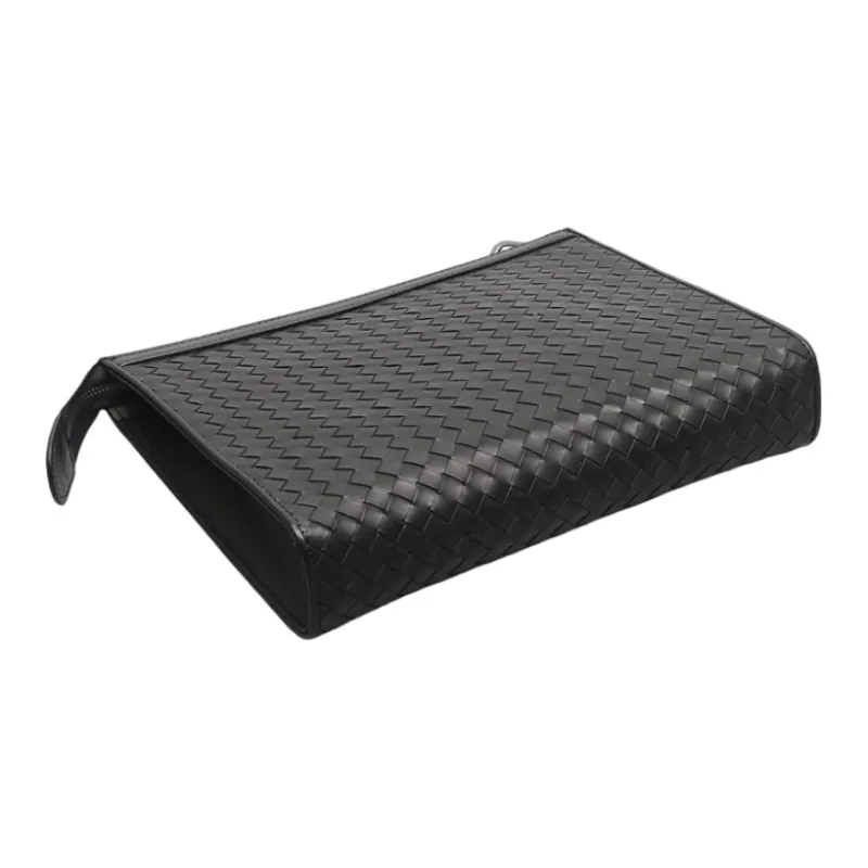 CMLZIUA Top Grain Cow Leather Clutch Unisex Black-3