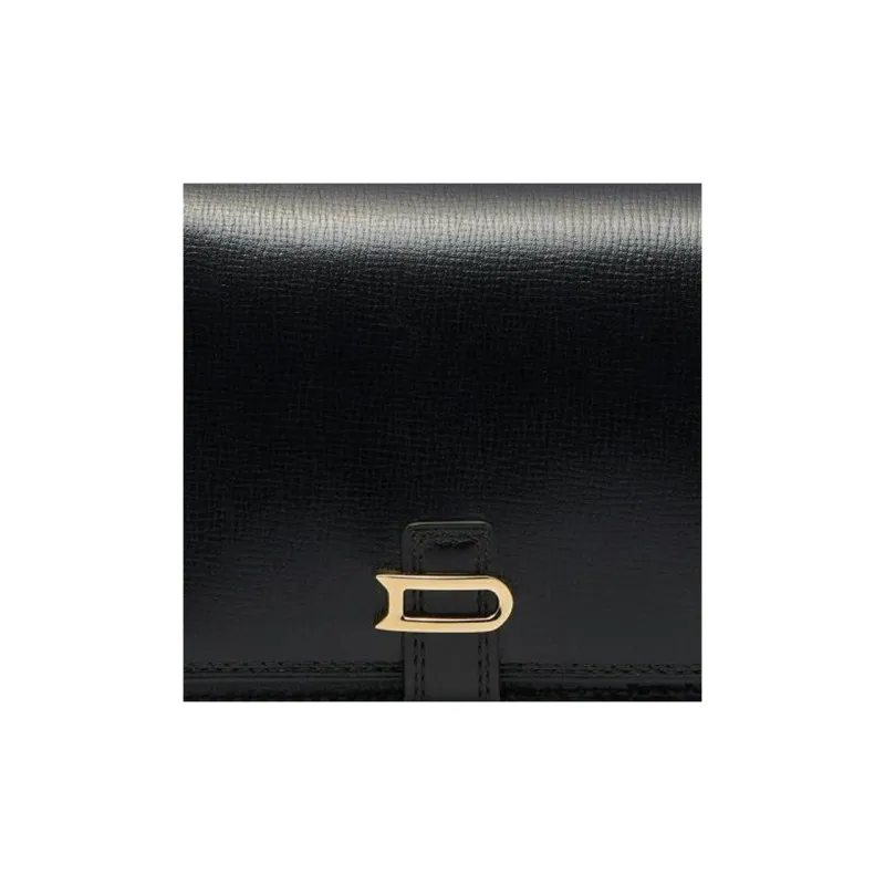 Delvau Grained Opera Calfskin Wallet Women's Black-4