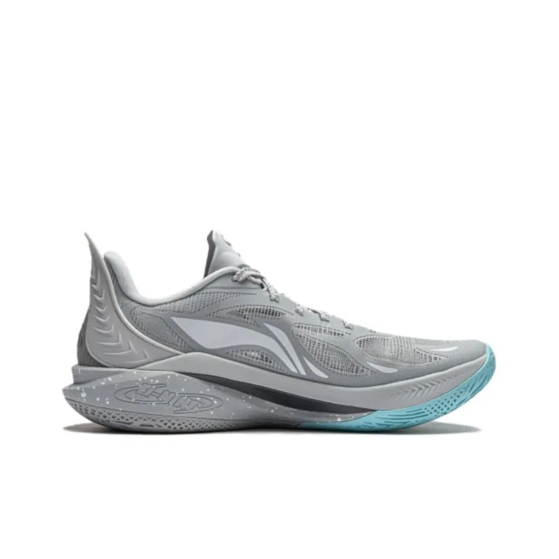 LiNing SONIC 12 Great White Shark Anti Slip And Wear Resistant Support Rebound Low Top Basketball Shoes Men's Gray Red-1