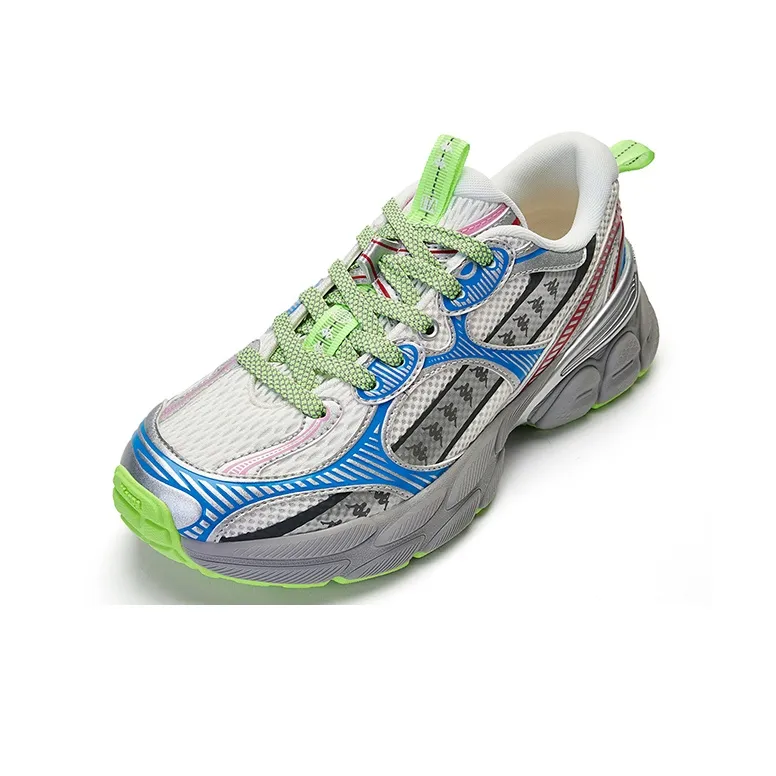 Kappa Wear Resistant Low Top Chunky Sneakers Unisex White Silver Blue-2