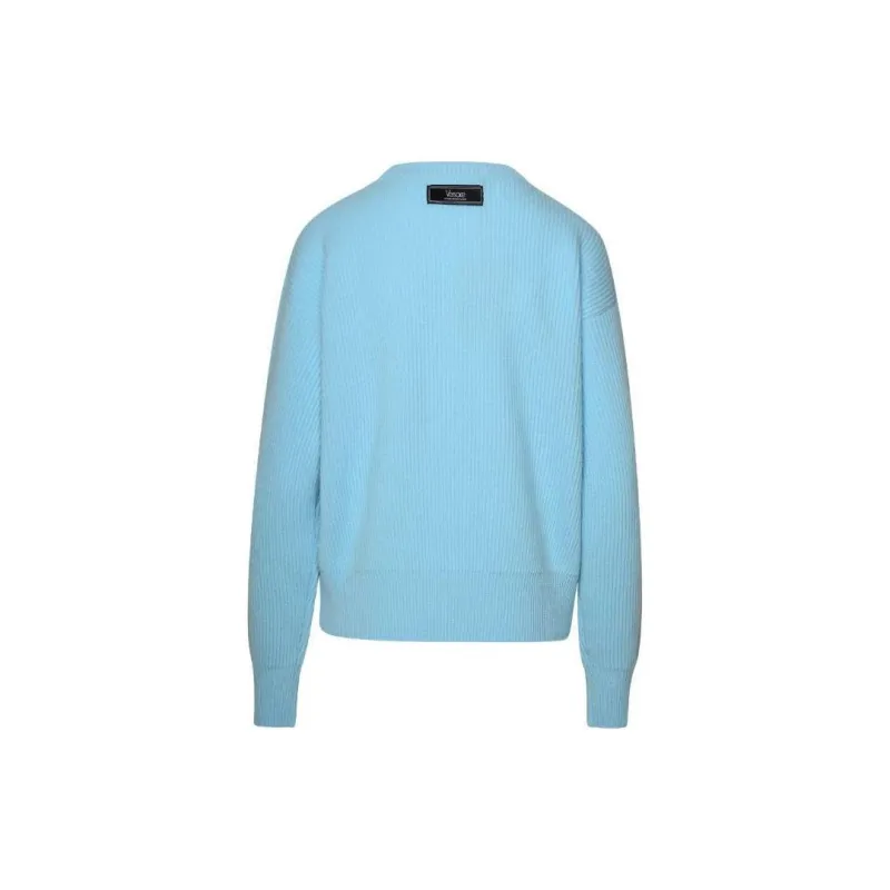 VERSACE Logo Embroidered Knitted Jumper-1
