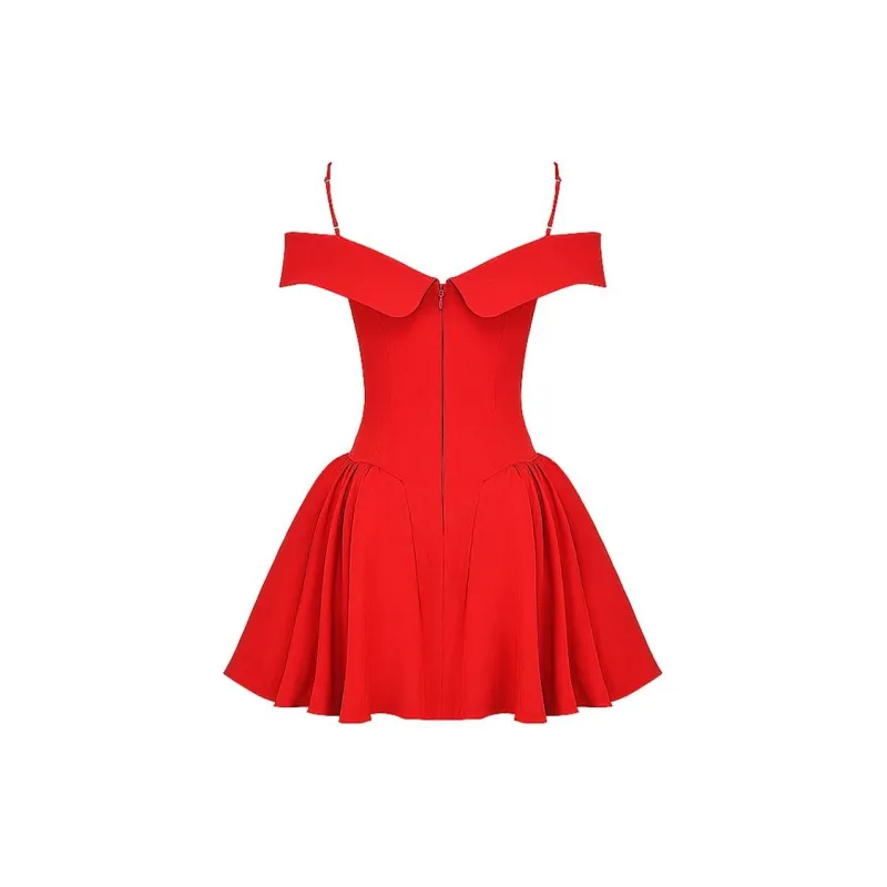 HOUSE OF CB ELIDA Short Sleeved Dress Women's Red-1