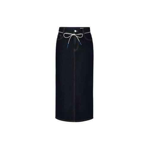 MO&CO Denim Long Skirts Women's Denim Blue