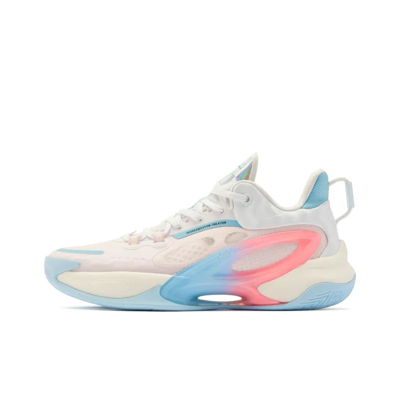 QIAODAN Dawn Basketball Shoes Men Low Top Jordan White Waterdrop Blue-0