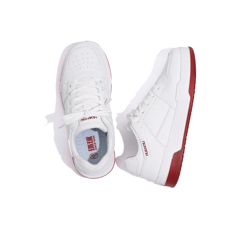 HUANQIU Year Of The Snake Limited, Breathable Air Force 1 Height Increasing Low Top Skateboard Shoes Men's White-5
