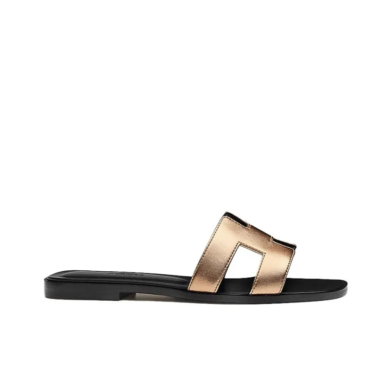 HERMES Oran Slide Slippers Women's Champagne-1