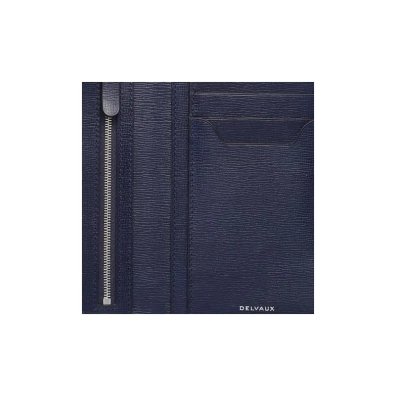 Delvau Cow Leather Long Wallets Women's Dark Blue-4