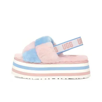 UGG Disco Checker Slide Thick Sole Pink Blue Women's