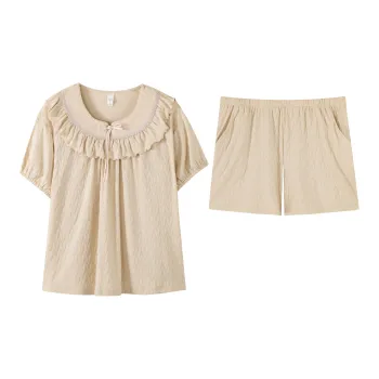 X-QINGE Pajama Set Women's Ecru