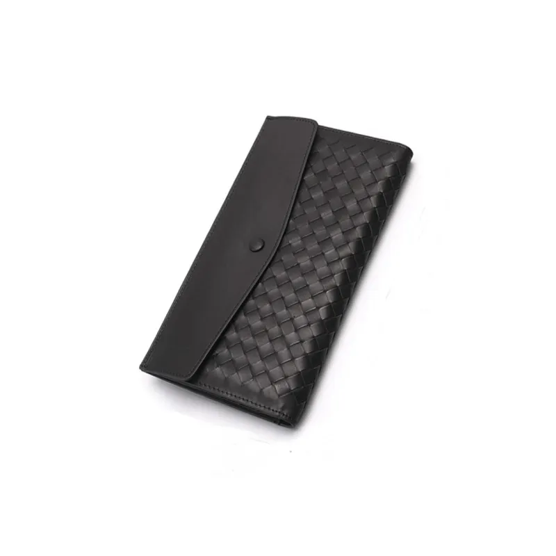 CMLZIUA Cow Leather Wallet Unisex Black-1