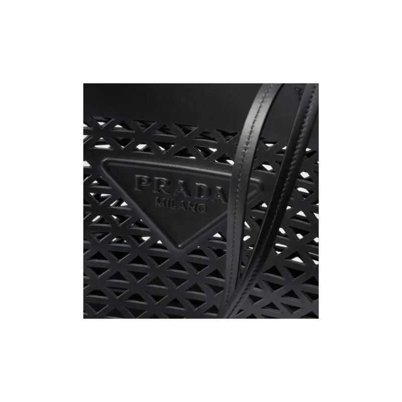 PRADA Leather Handbag Tubas Women's Black-4