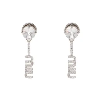 MIU MIU Faux Crystal Earrings Women's Silver