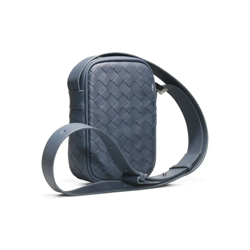 CMLZIUA Top Grain Cow Leather Crossbody Bag Large Size Unisex Black/Blue-5